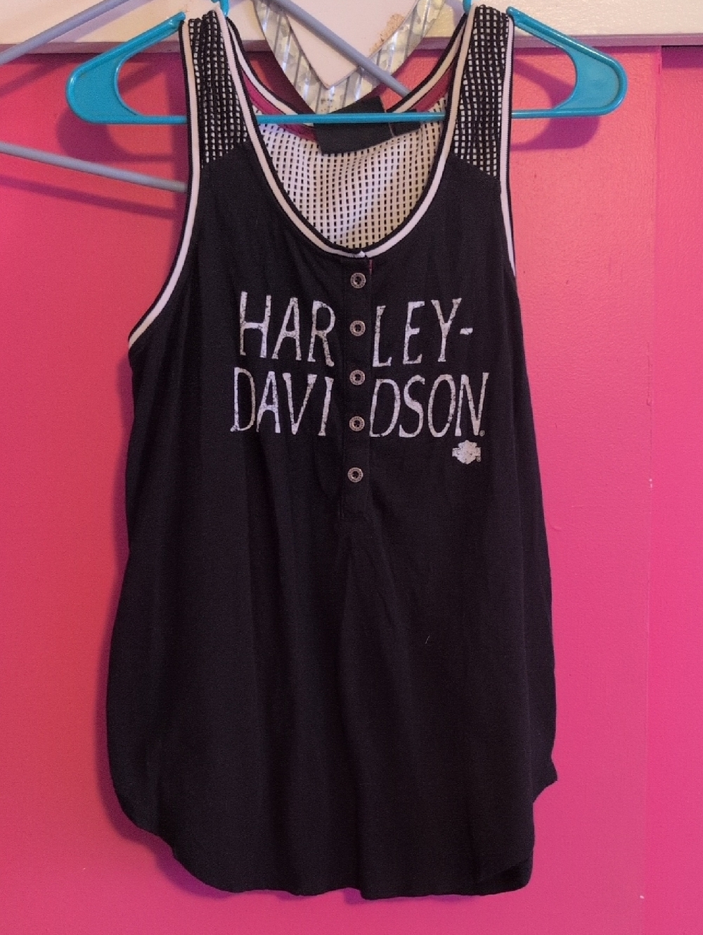 Harley-Davidson Black and White Button-Front Tank